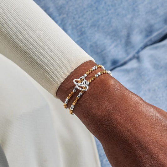 Joma Jewellery Reva Double Heart Silver & Gold Plated Linked Bracelets