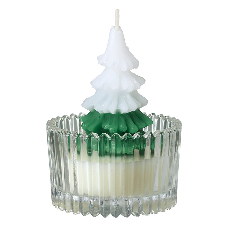 Christmas  Tree Candle In Glass Pot
