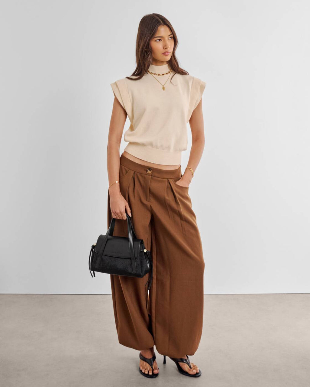 Katie Loxton Alyssa Top Handle Black Faux Pony Black