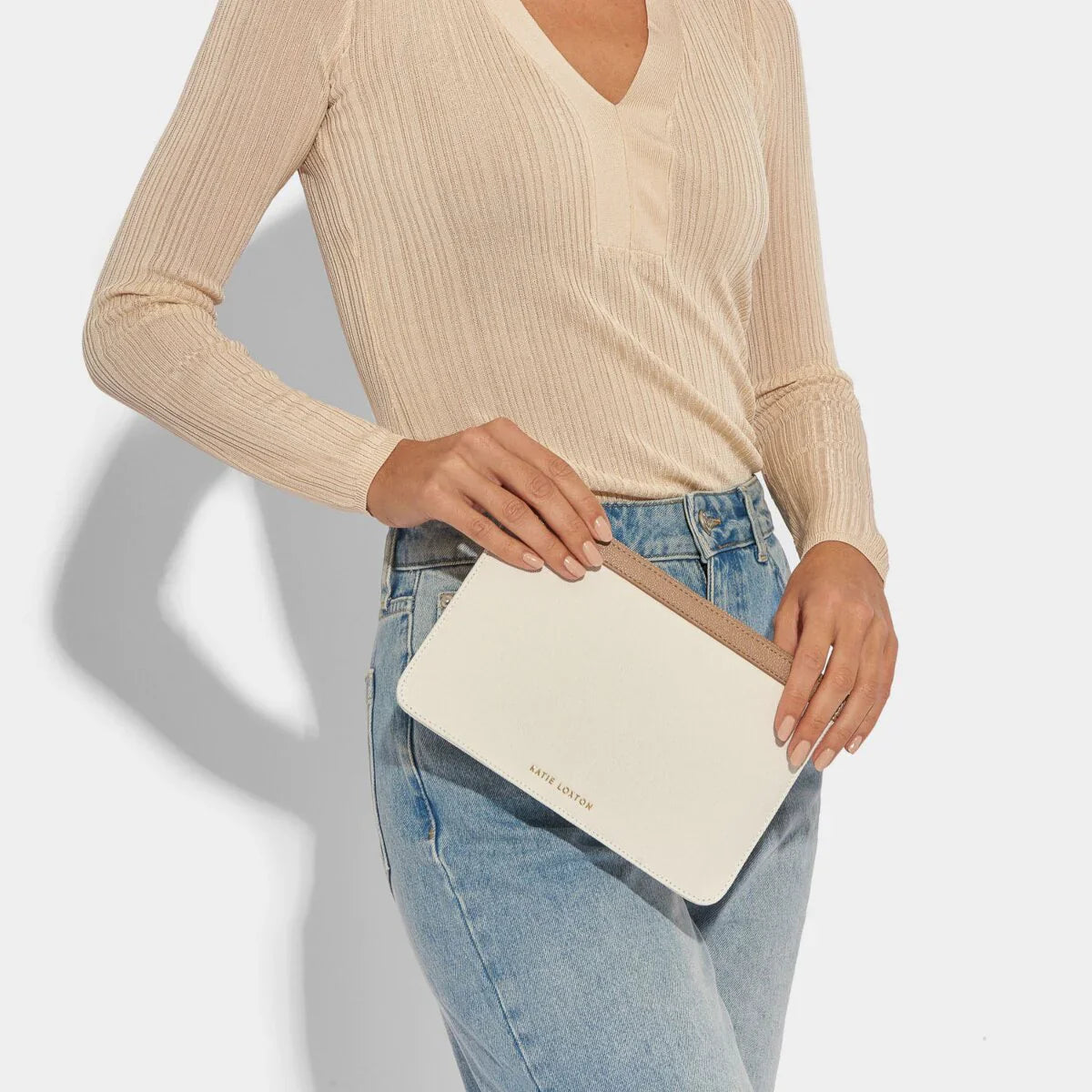Katie Loxton Amalfi Canvas Pouch Off White Soft Tan