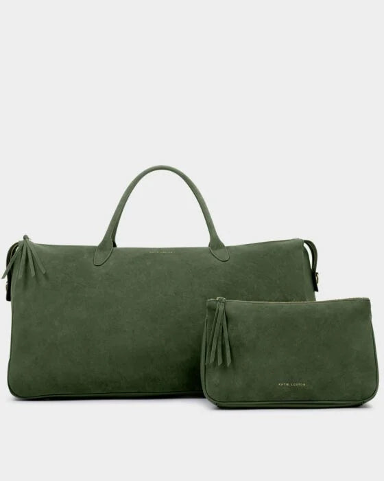 Katie Loxton Ascot Suedette Weekend Bag And Pouch Organiser Forest Green Suedette