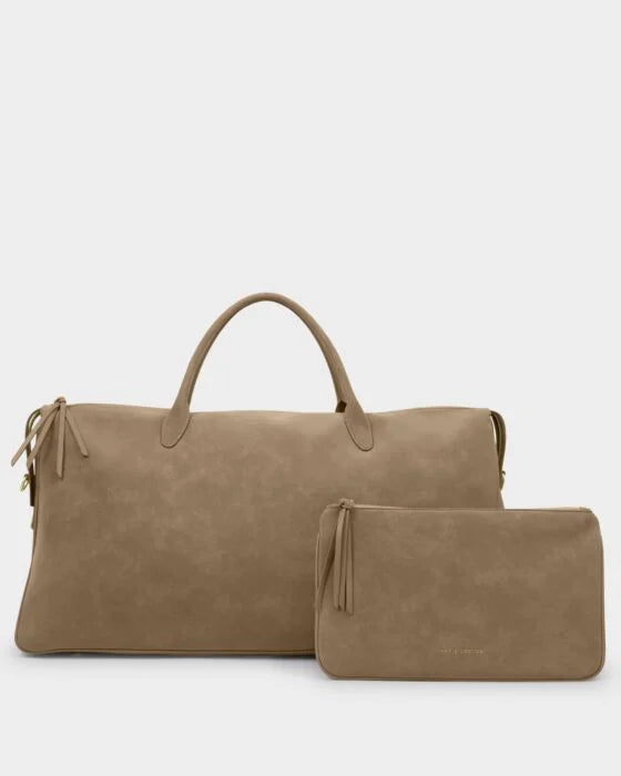 Katie Loxton Ascot Suedette Weekend Bag And Pouch Organiser Taupe Suedette