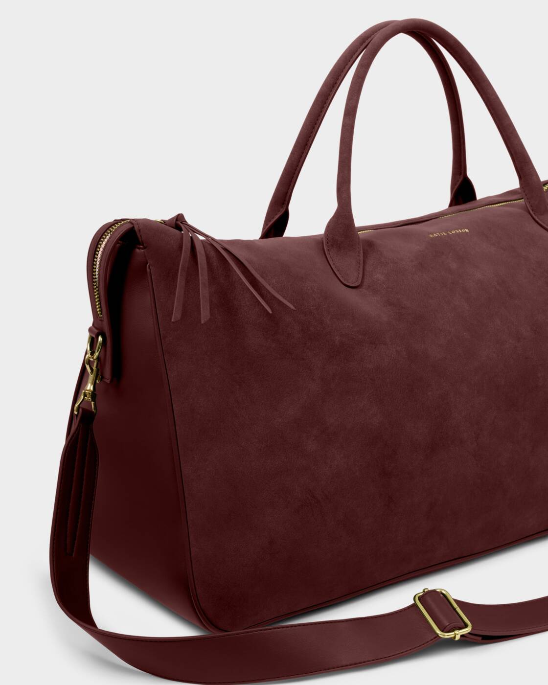 Katie Loxton Ascot Suedette Weekend Bag And Pouch Organiser Cherry Suedette