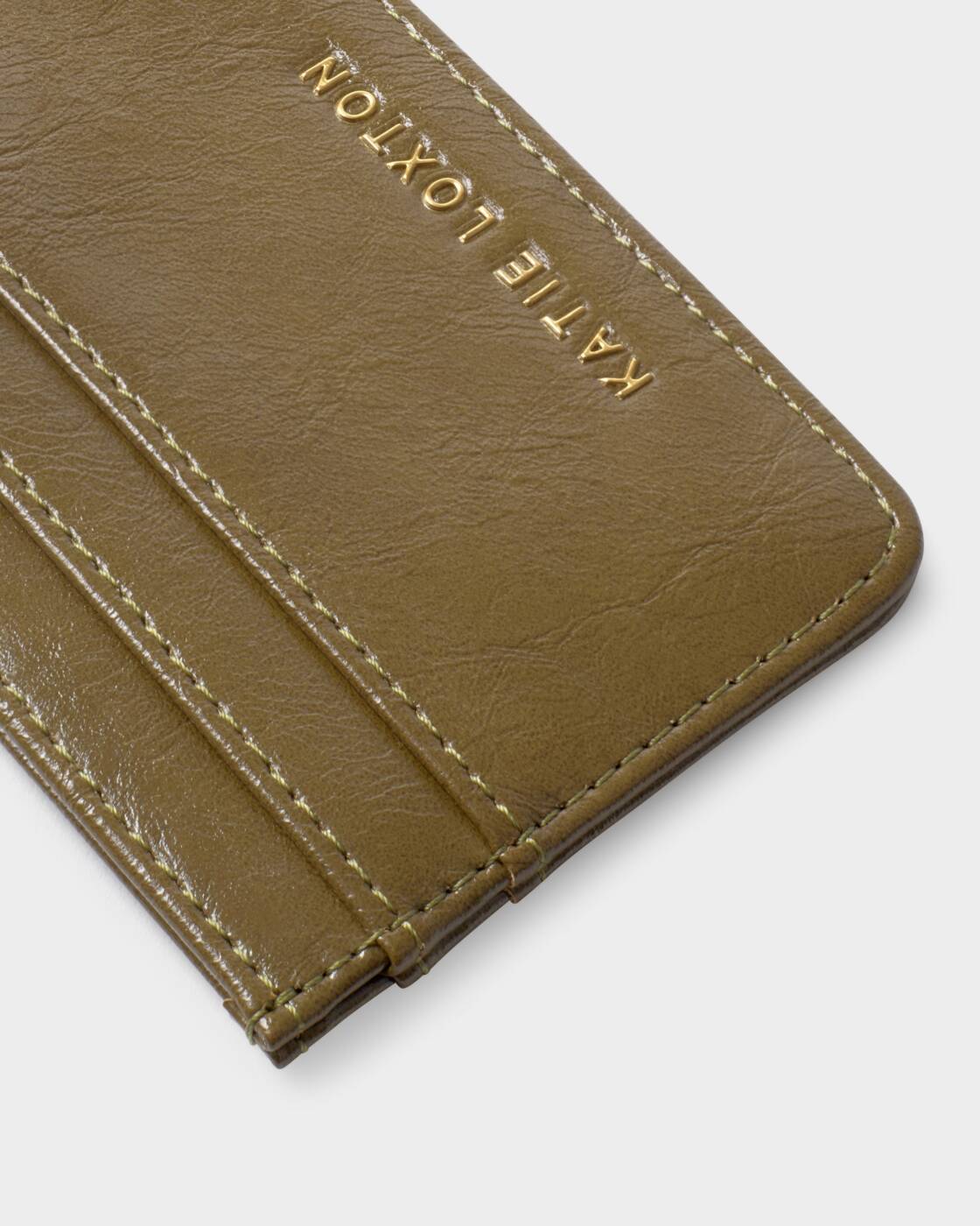 Katie Loxton Avery Cardholder Deep Olive Patent Crackle