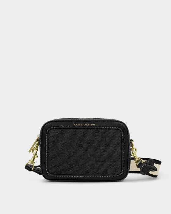 Katie Loxton Avery Raffia Small Crossbody Bag Black Raffia/Black