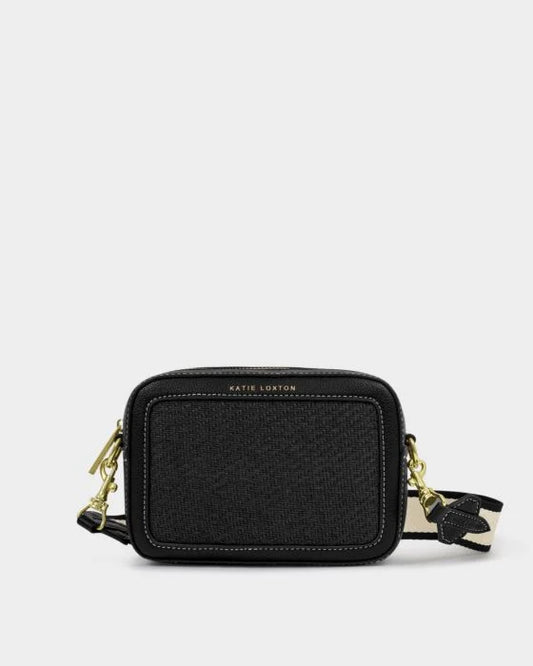 Katie Loxton Avery Raffia Small Crossbody Bag Black Raffia/Black
