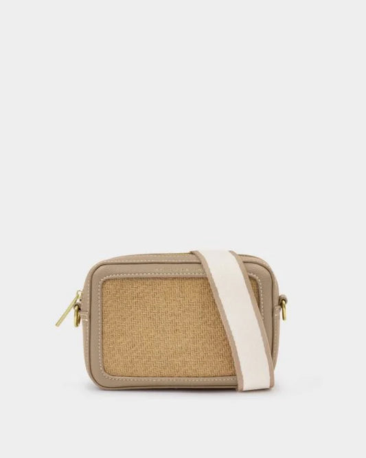 Katie Loxton Avery Raffia Small Crossbody Bag Natural Raffia/Light Taupe