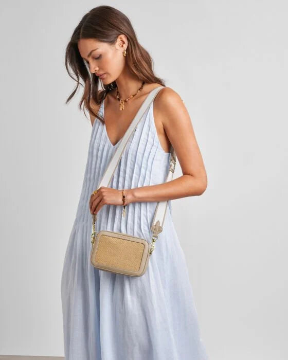 Katie Loxton Avery Raffia Small Crossbody Bag Natural Raffia/Light Taupe