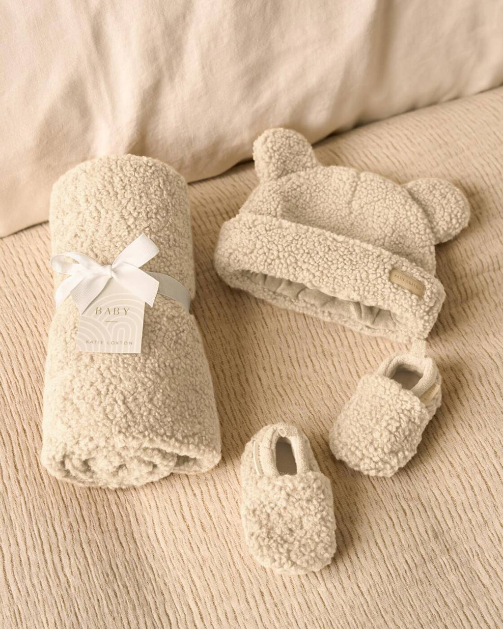 Katie Loxton Baby Borg Blanket Off White