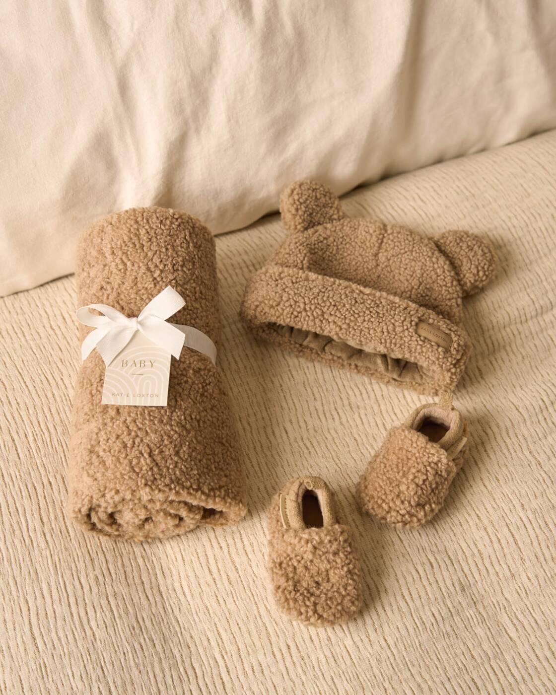 Katie Loxton Baby Borg Blanket Tan