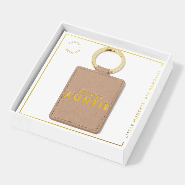 Katie Loxton Beautifully Boxed Photo Keyring Amazing Auntie Soft Tan