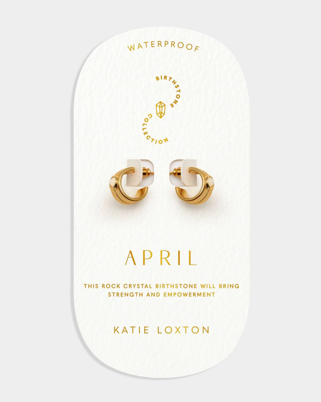 Katie Loxton Birthstone Hoop Earrings April Rock Crystal