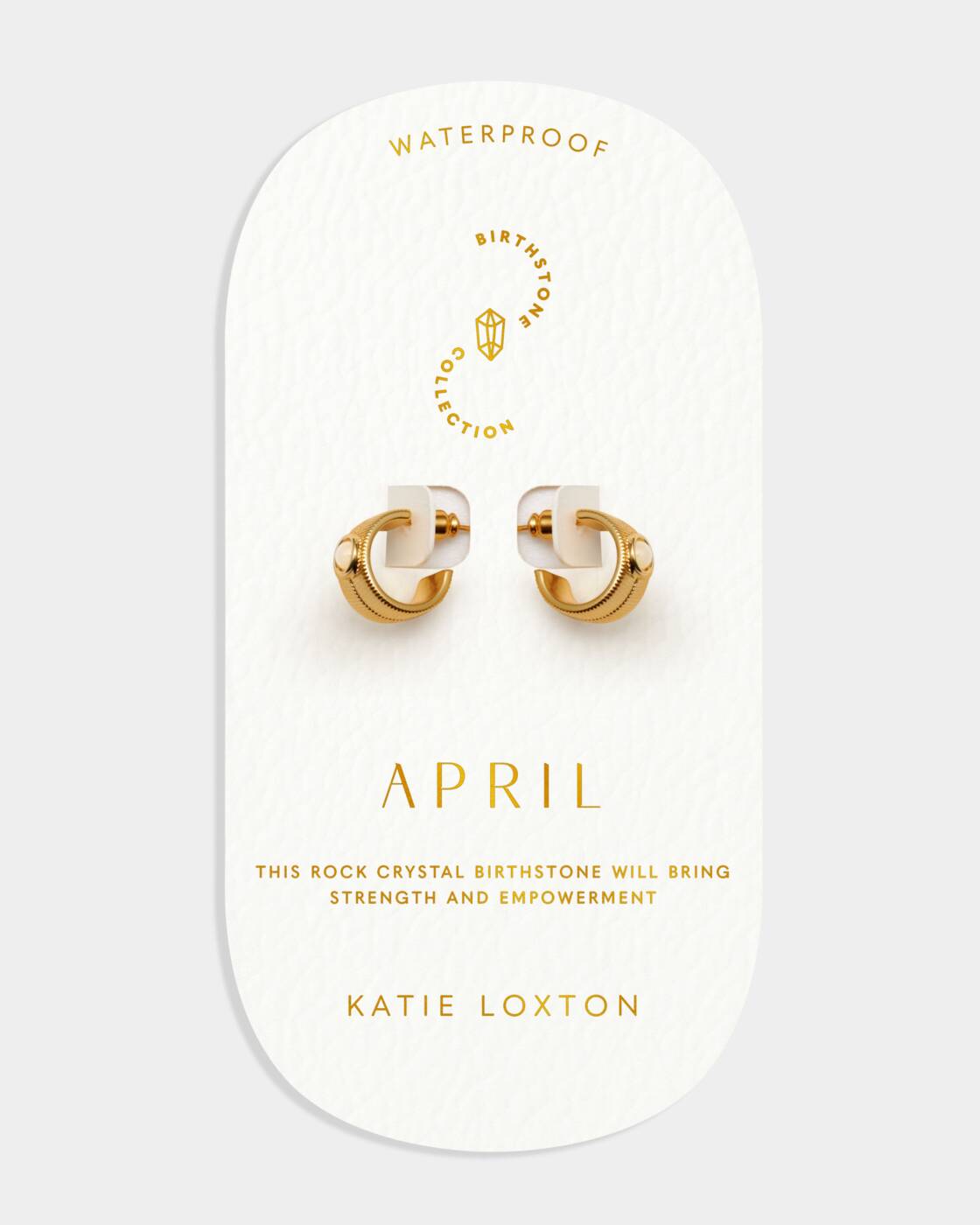 Katie Loxton Birthstone Hoop Earrings April Rock Crystal