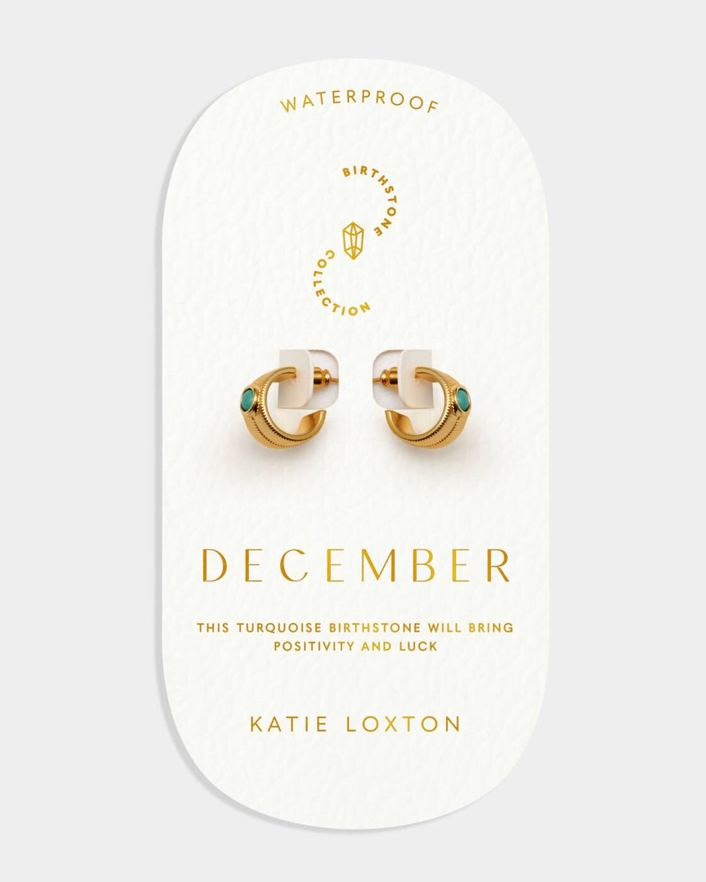 Katie Loxton Birthstone Hoop Earrings December Turquoise