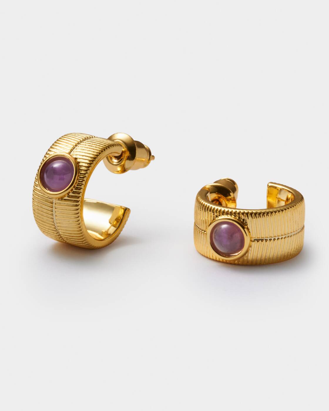 Katie Loxton Birthstone Hoop Earrings February Amethyst