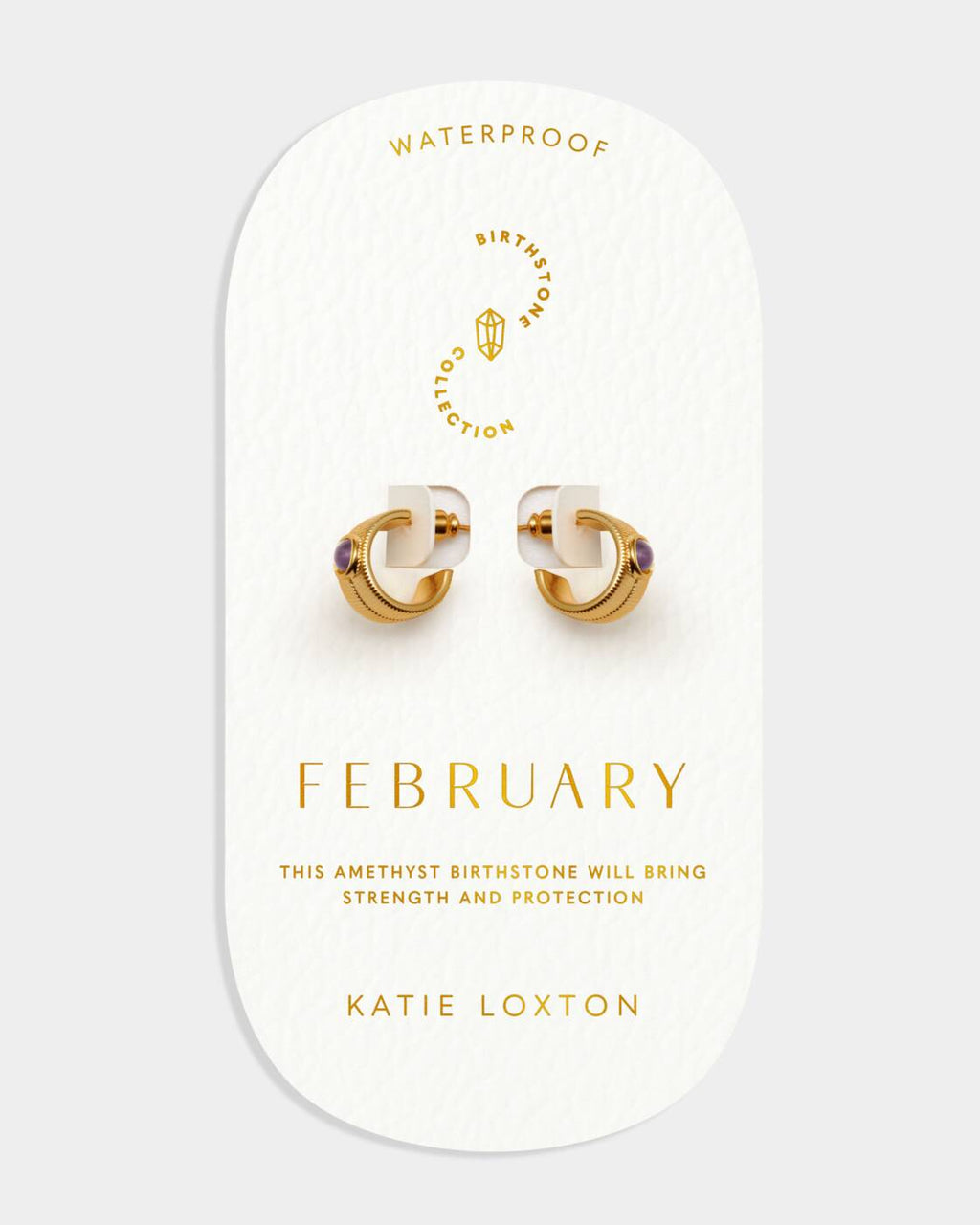 Katie Loxton Birthstone Hoop Earrings February Amethyst