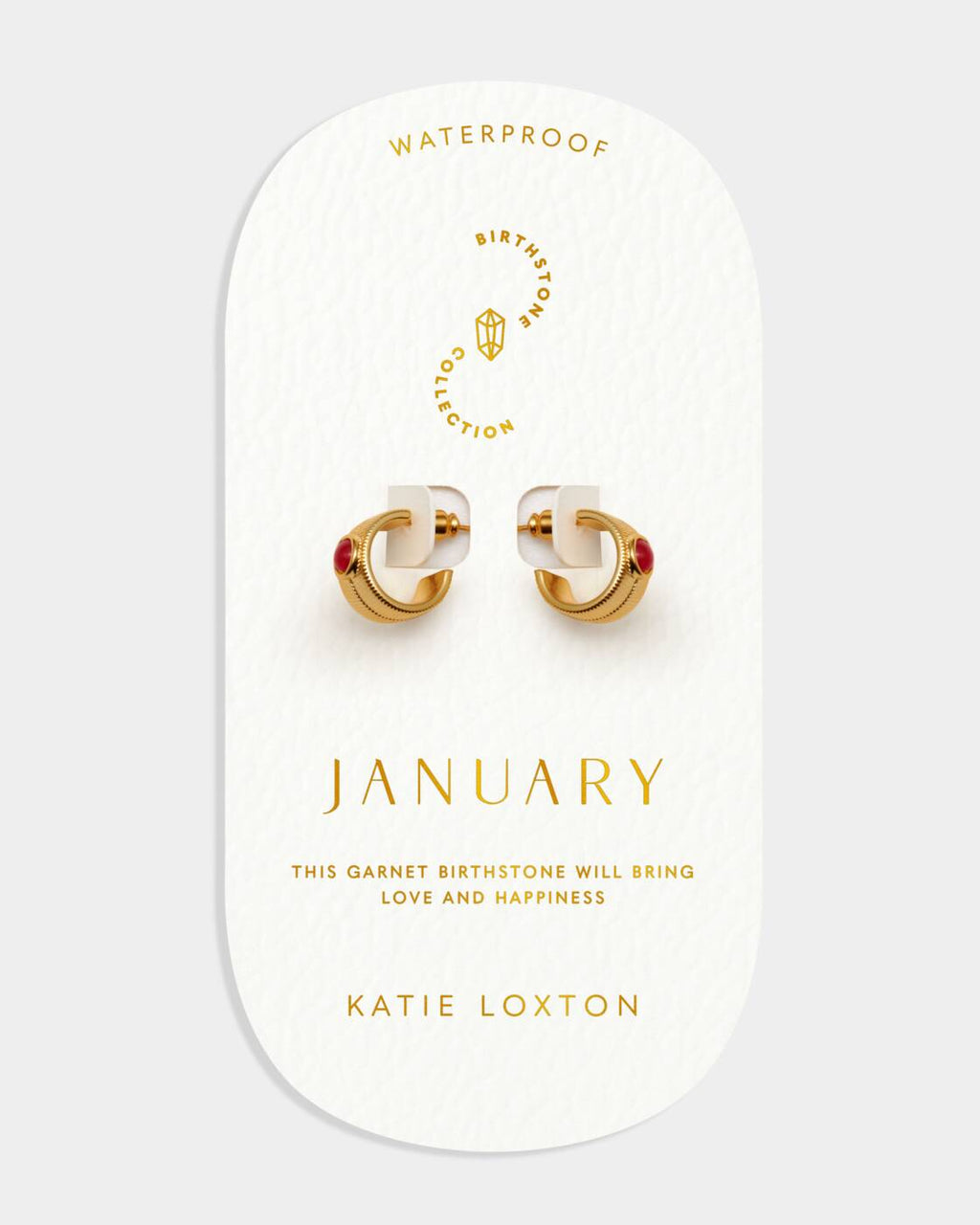 Katie Loxton Birthstone Hoop Earrings January Garnet