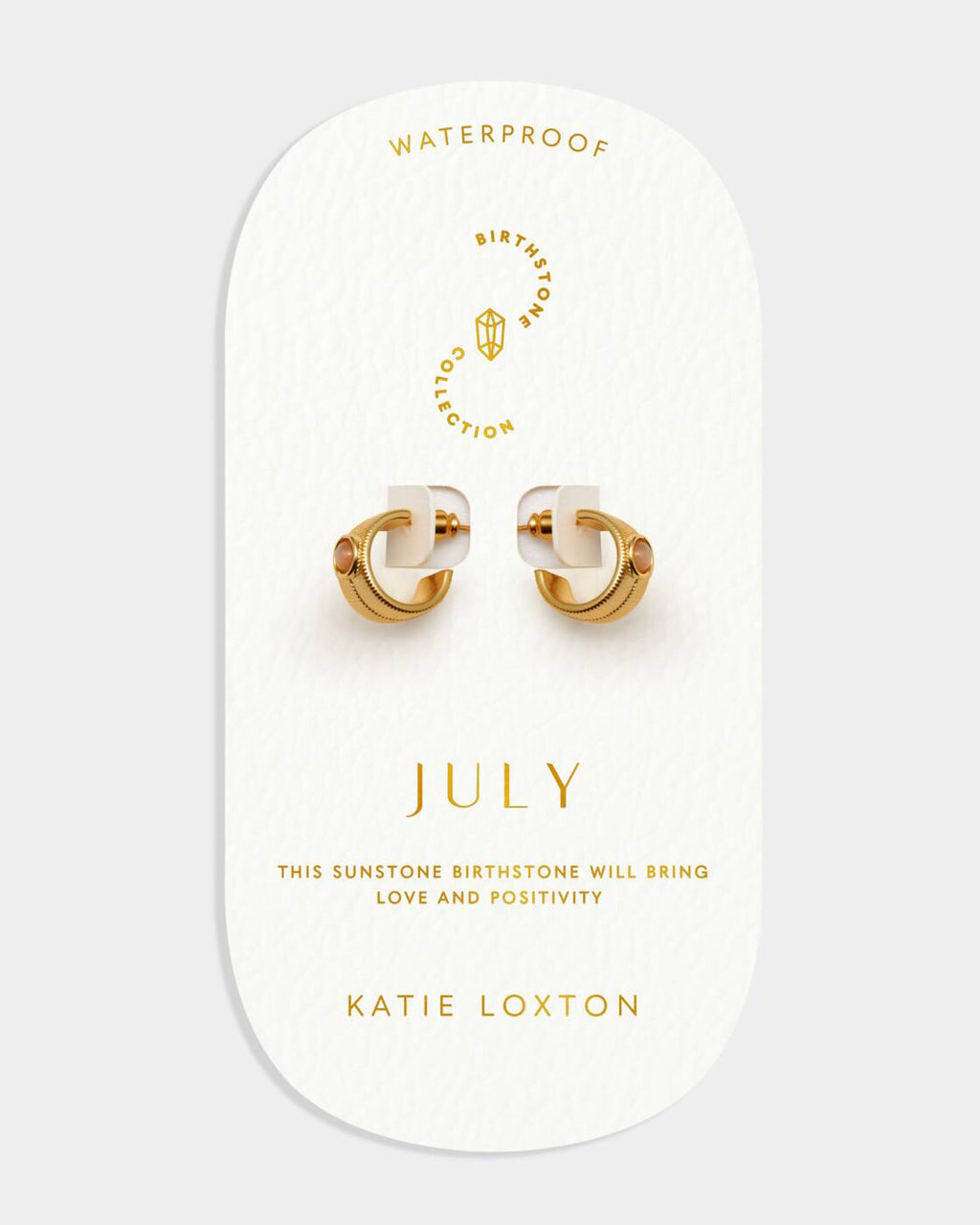 Katie Loxton Birthstone Hoop Earrings July Sunstone