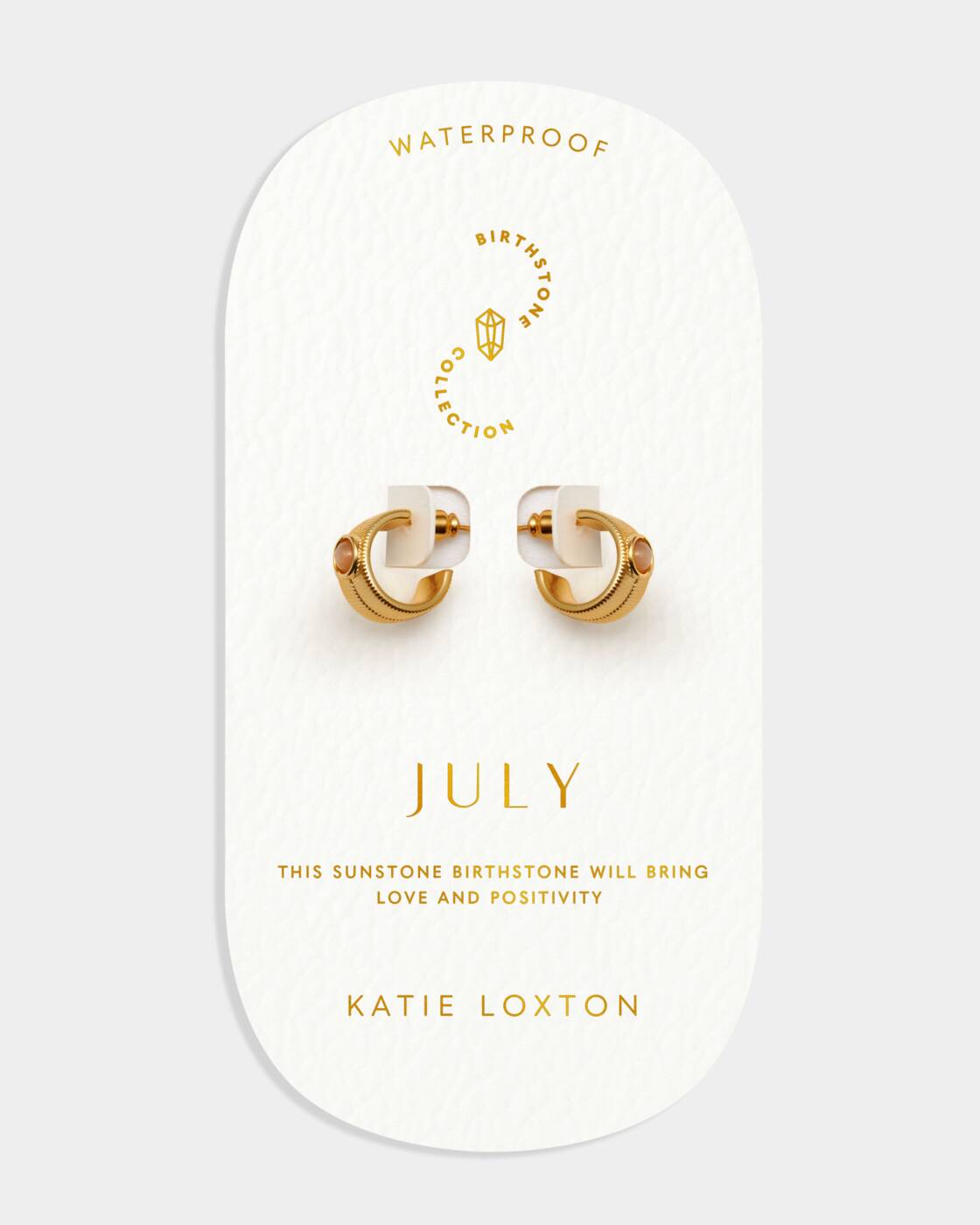 Katie Loxton Birthstone Hoop Earrings July Sunstone