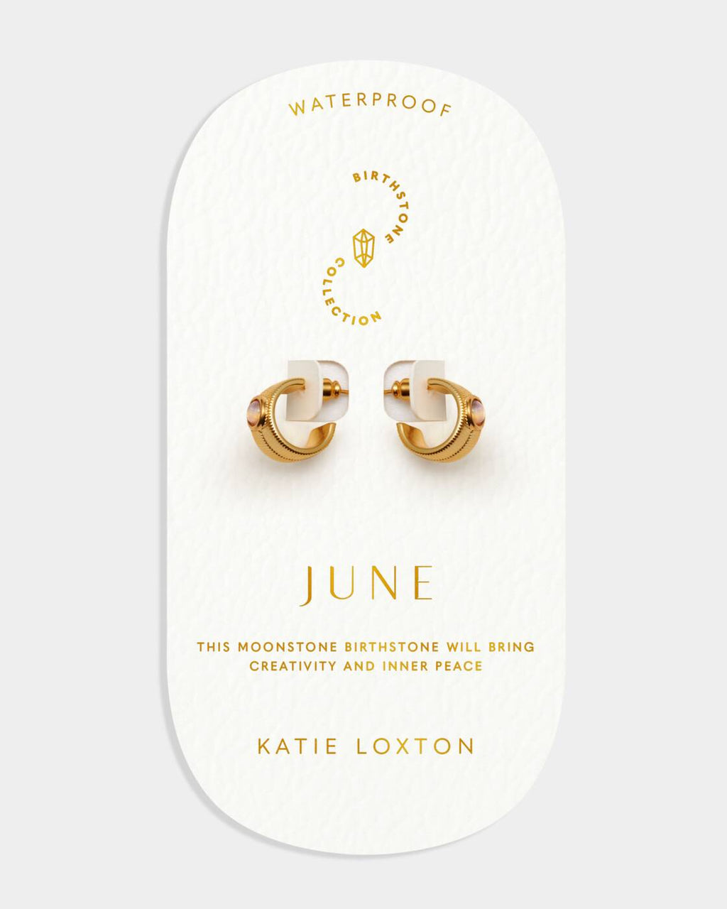 Katie Loxton Birthstone Hoop Earrings June Moonstone
