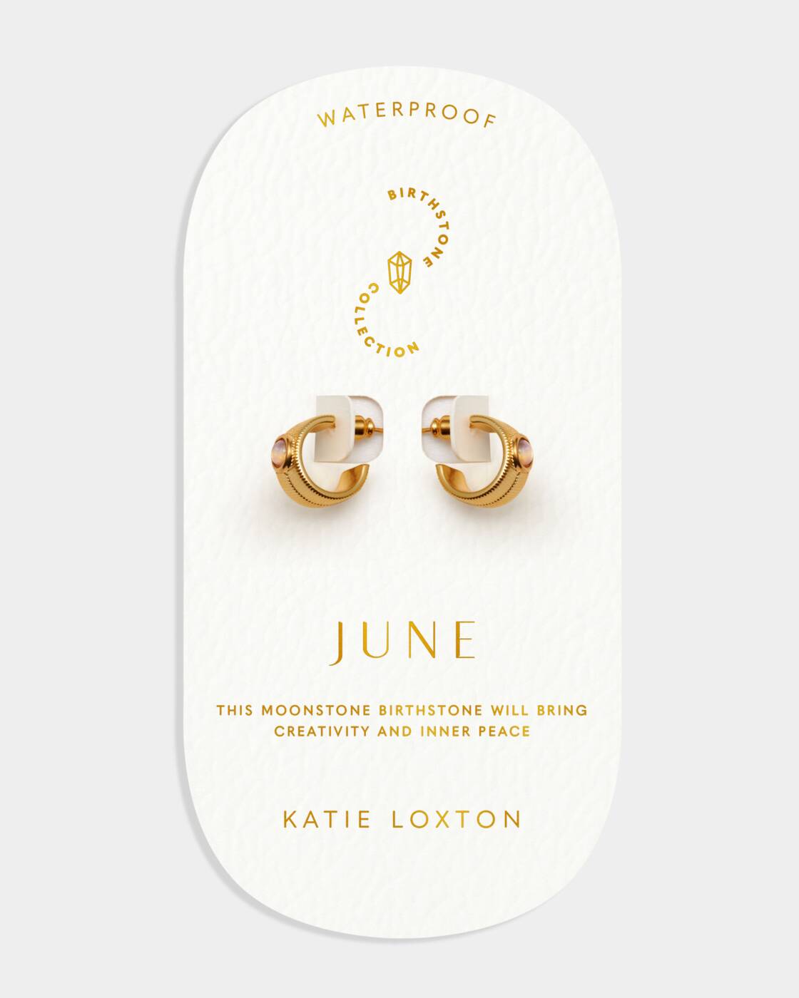 Katie Loxton Birthstone Hoop Earrings June Moonstone