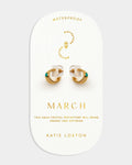 Katie Loxton Birthstone Hoop Earrings March Aqua Crystal