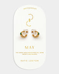 Katie Loxton Birthstone Hoop Earrings May Green Agate