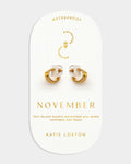 Katie Loxton Birthstone Hoop Earrings November Yellow Quartz
