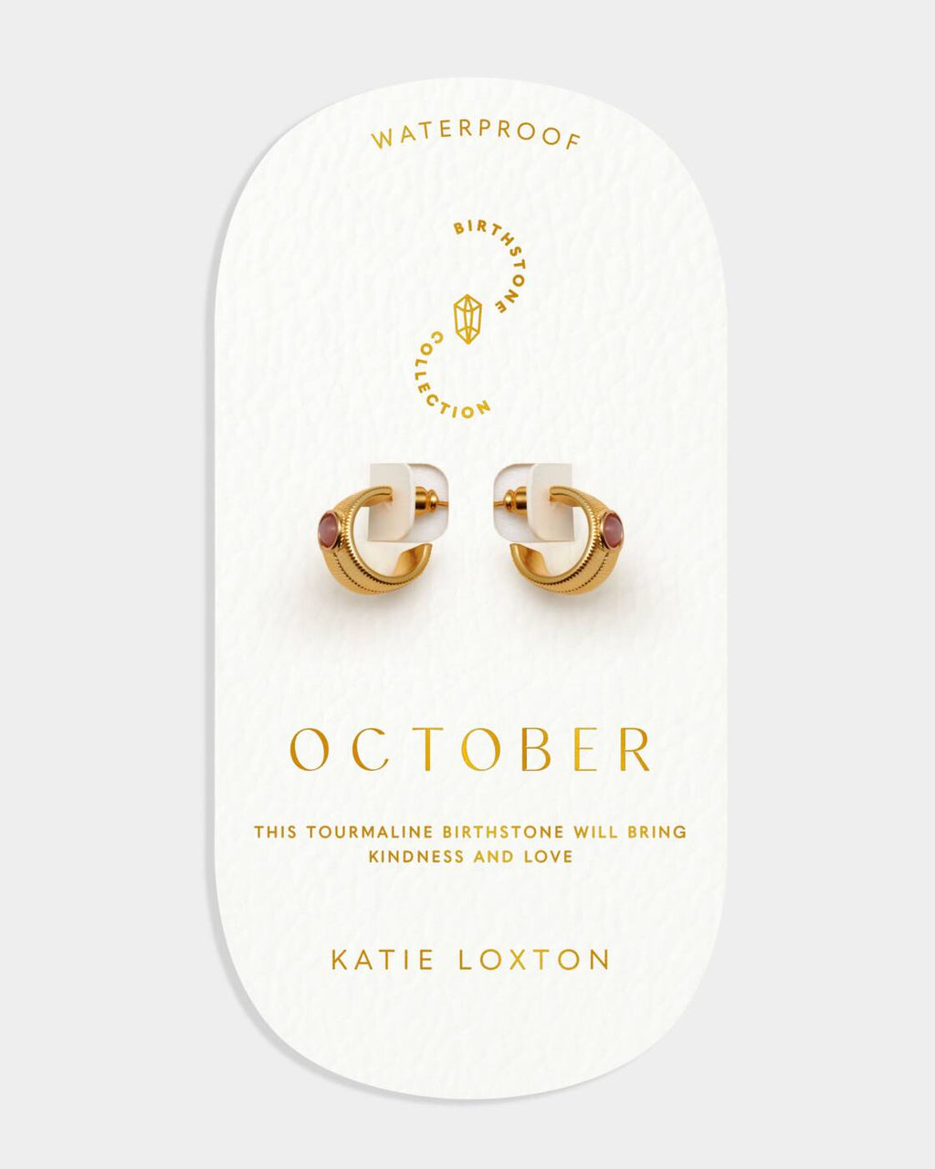 Katie Loxton Birthstone Hoop Earrings October Tourmaline