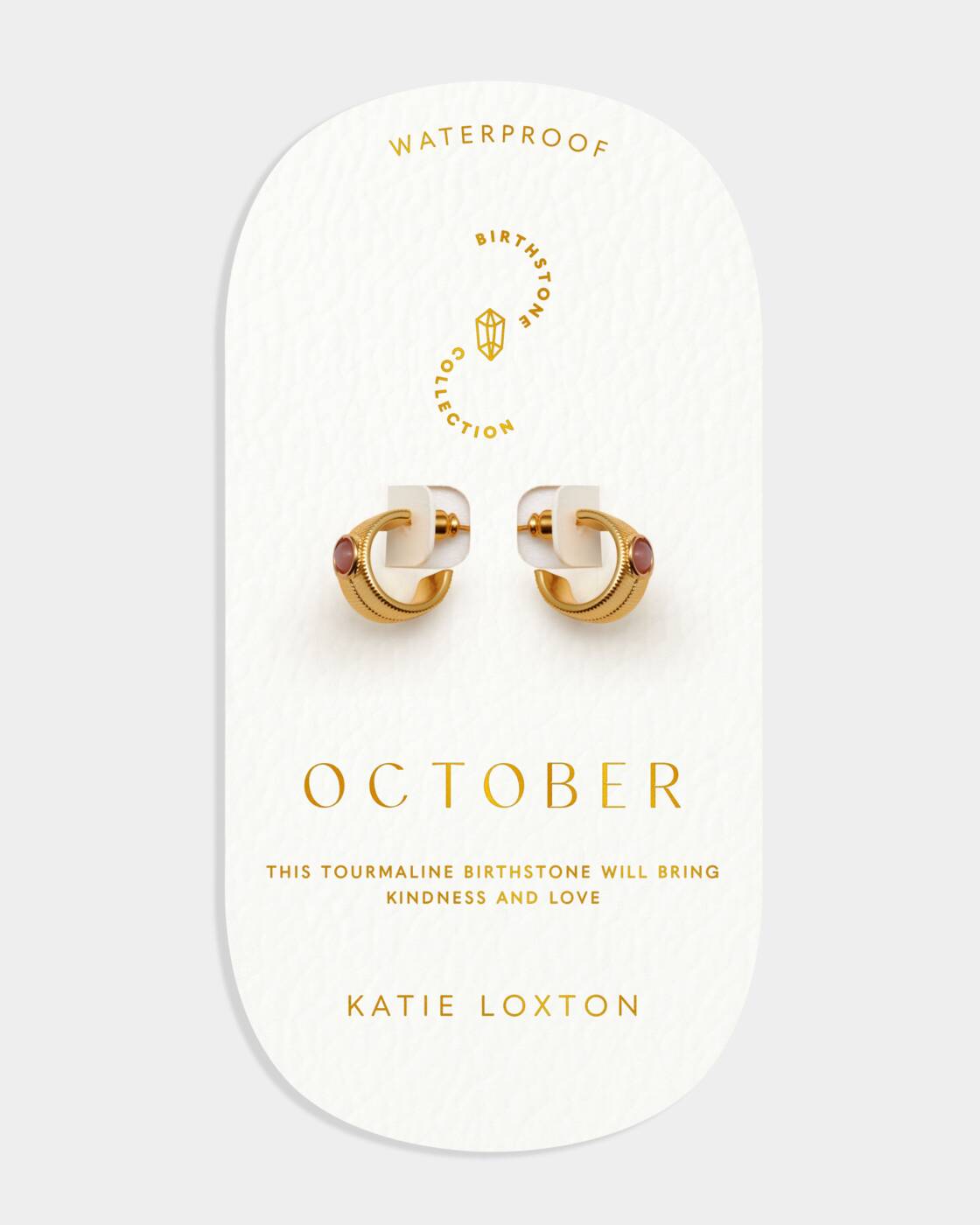 Katie Loxton Birthstone Hoop Earrings October Tourmaline