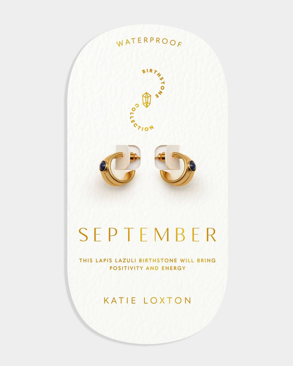 Katie Loxton Birthstone Hoop Earrings September Lapis Lazuli