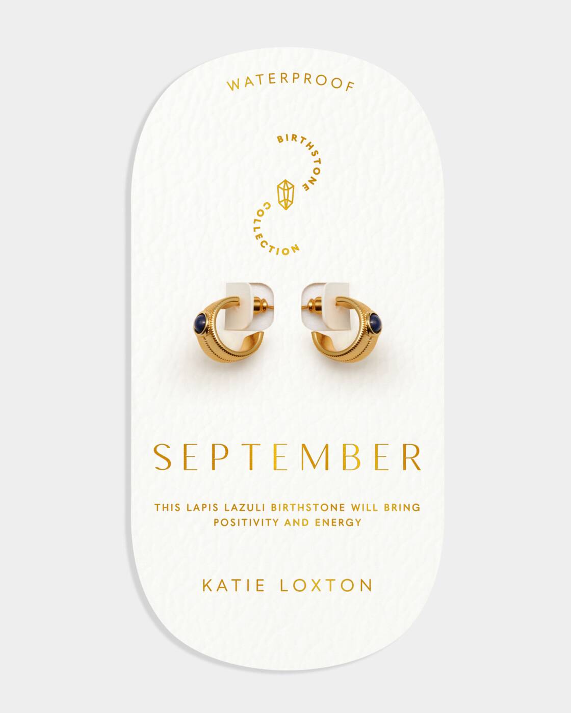 Katie Loxton Birthstone Hoop Earrings September Lapis Lazuli