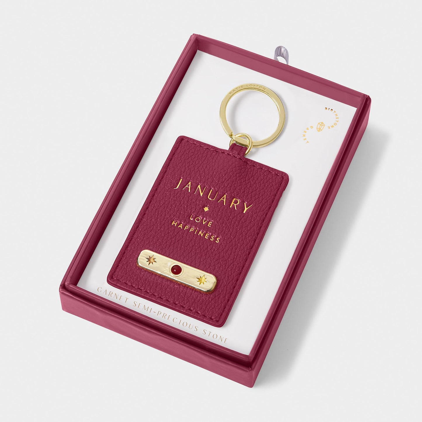 Katie Loxton Birthstone Keyring January Deep Red