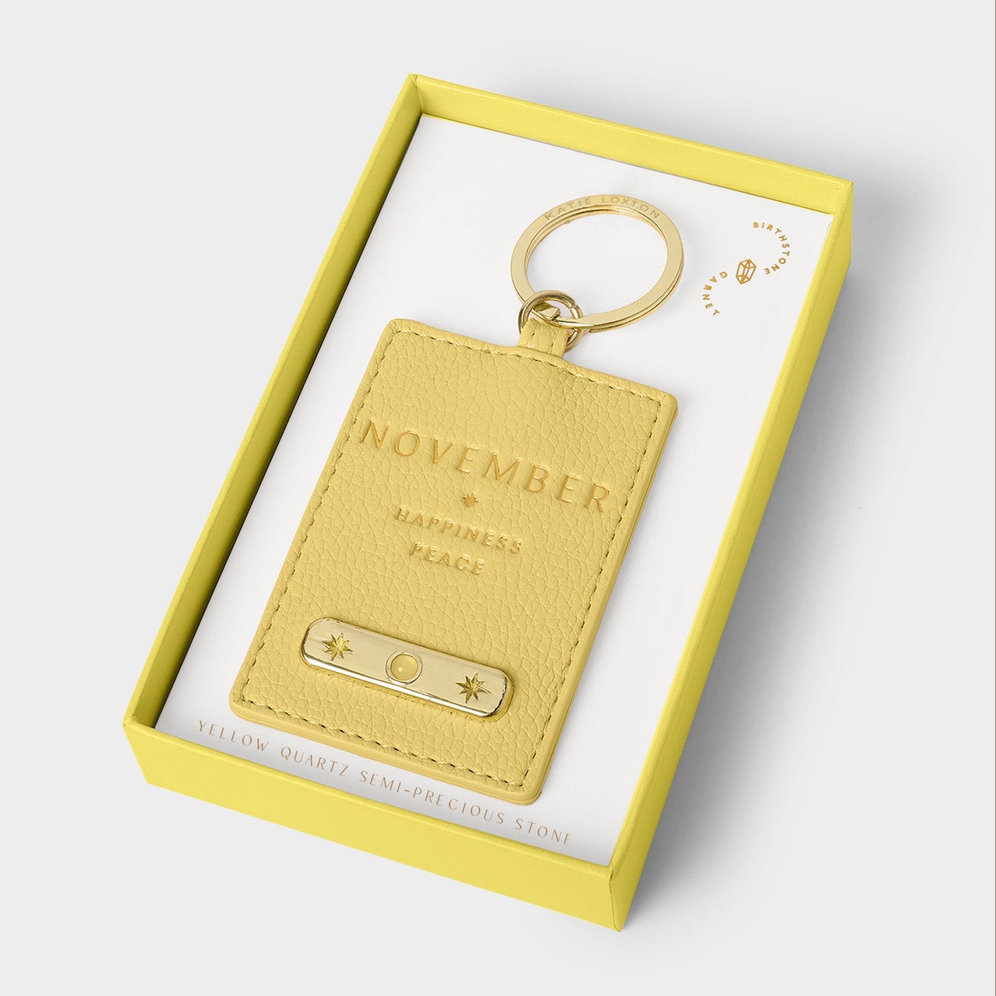 Katie Loxton Birthstone Keyring November Yellow Quartz