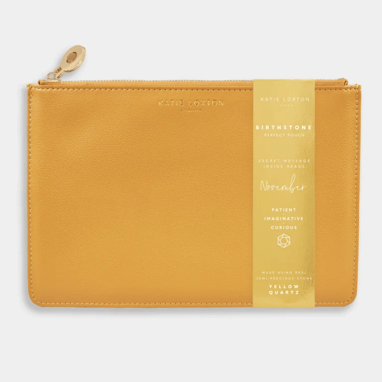 Katie Loxton Birthstone Perfect Pouch November Yellow Quartz Ochre