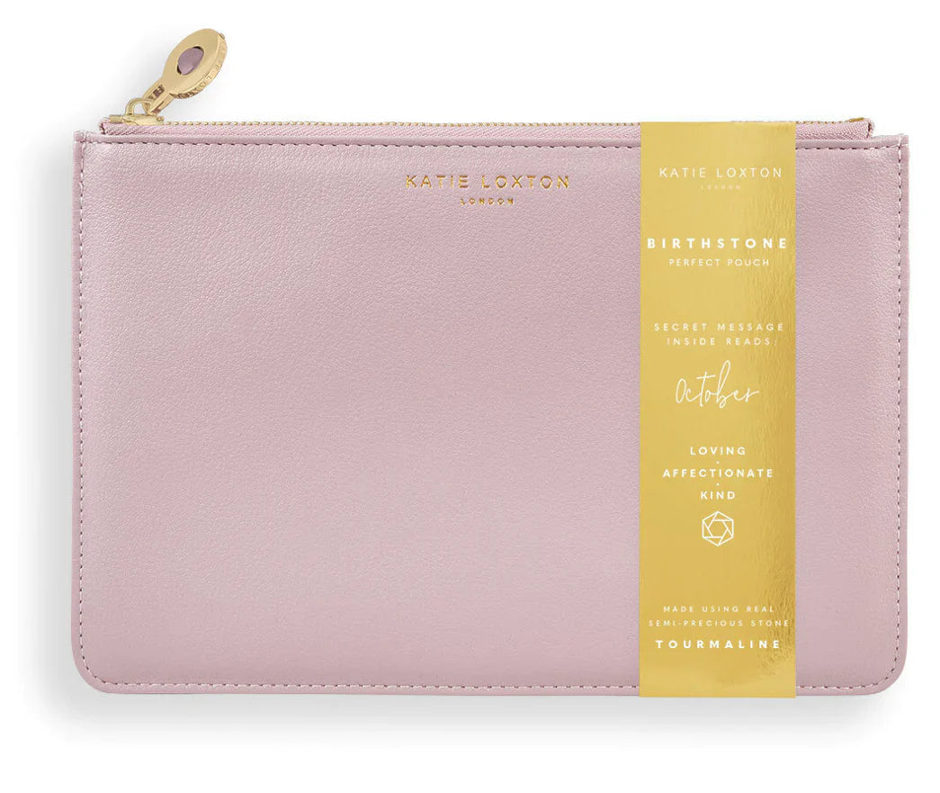 Katie Loxton Birthstone Perfect Pouch October Tourmaline Dusty Pink