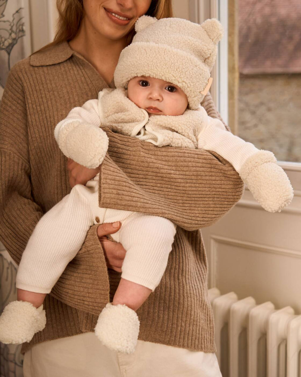 Katie Loxton Baby Borg Hat And Mittens Off White