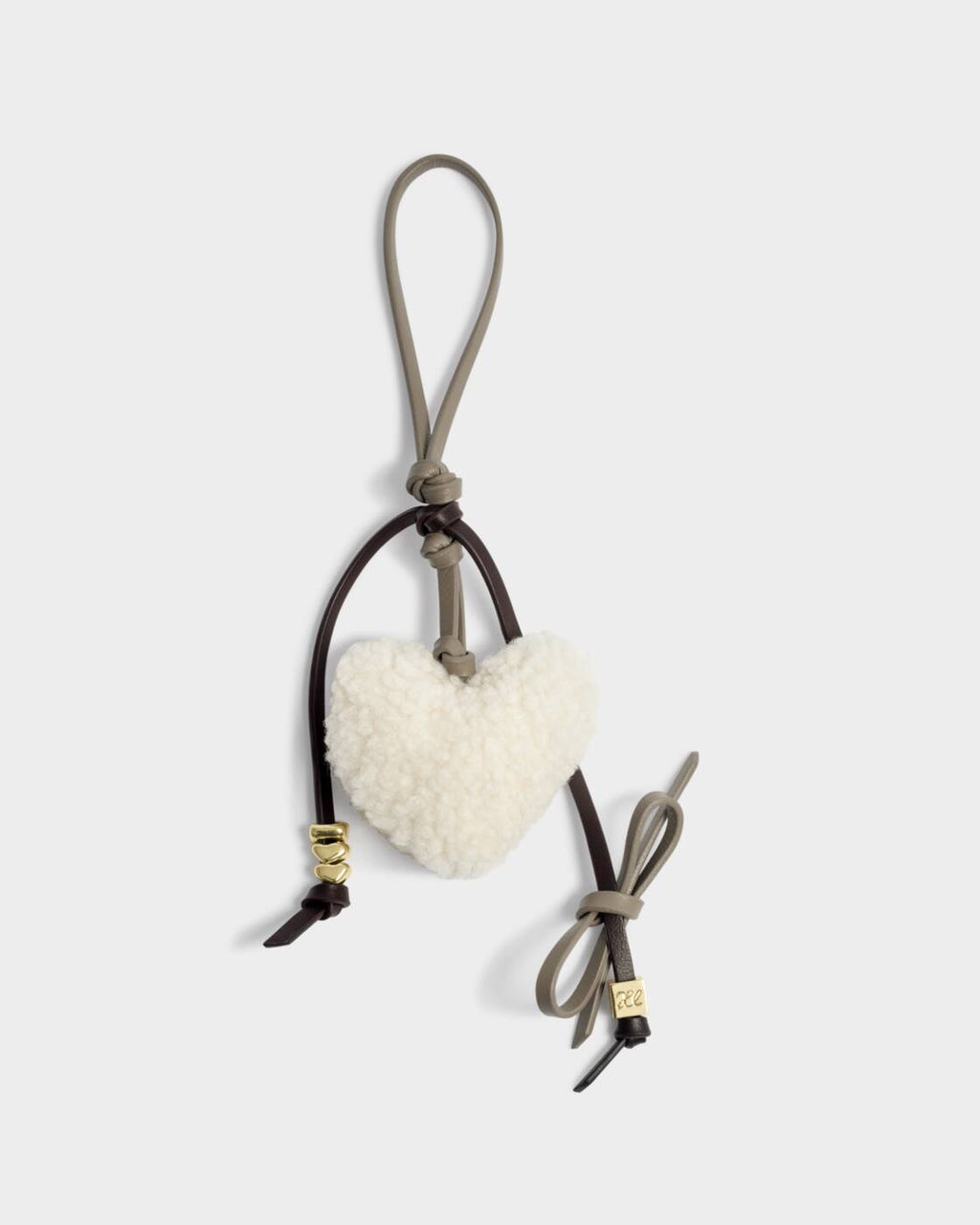 Katie Loxton Borg Heart Bag Charm Silver Mink Cocoa