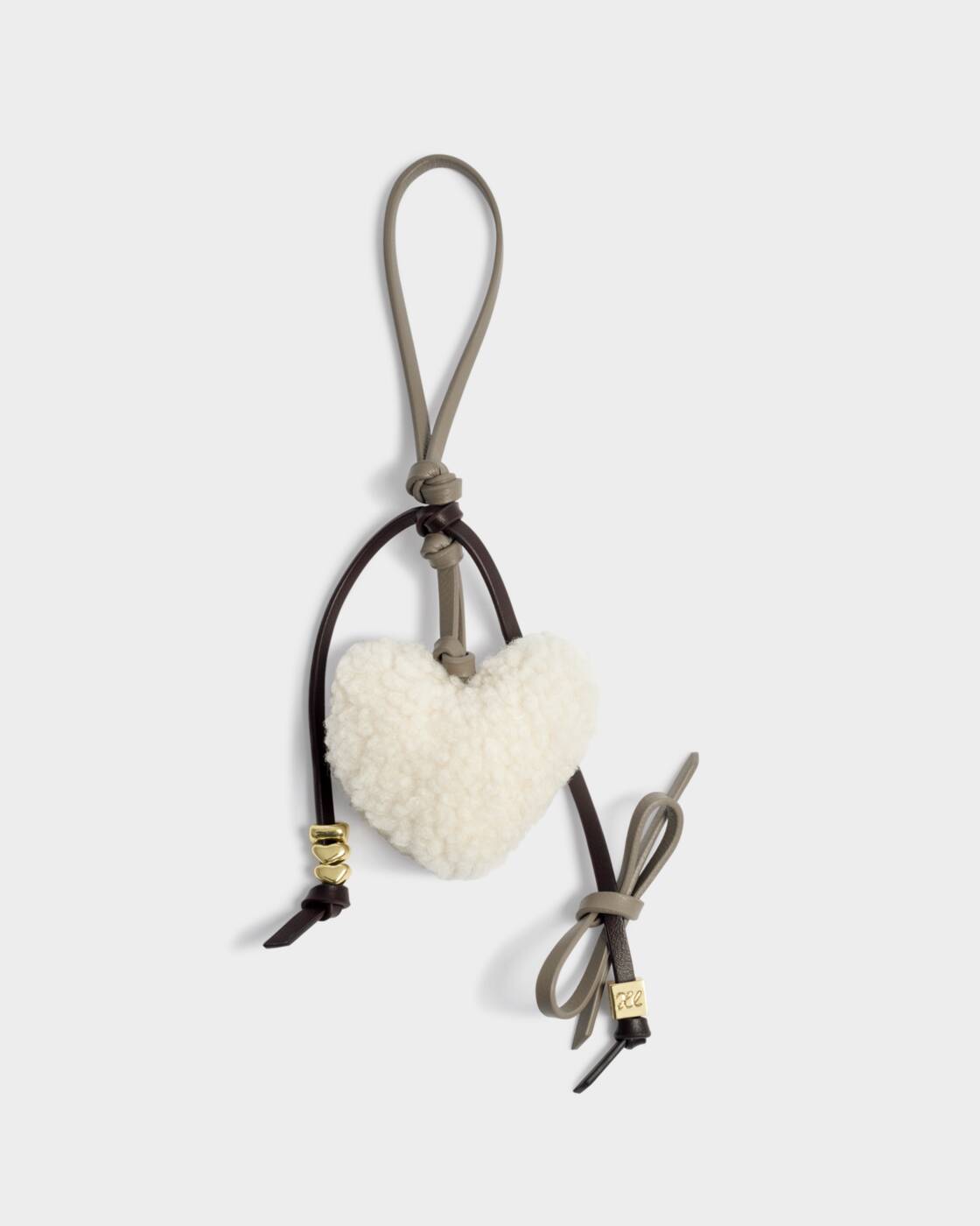 Katie Loxton Borg Heart Bag Charm Silver Mink Cocoa