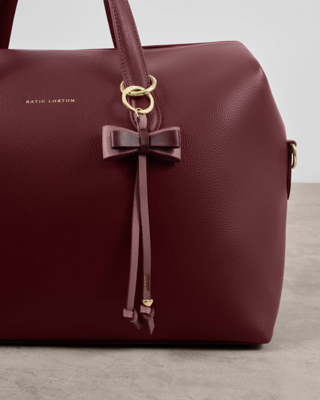 Katie Loxton Bow Charm Keyring Deep Rose/Black Cherry