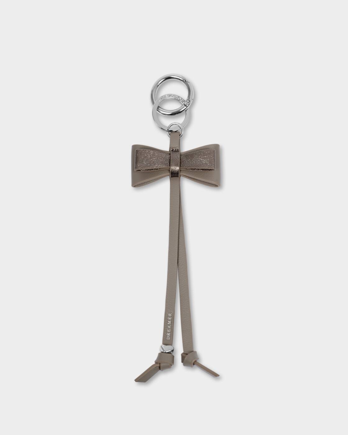 Katie Loxton Bow Charm Keyring Silver Mink Pewter Sparkle