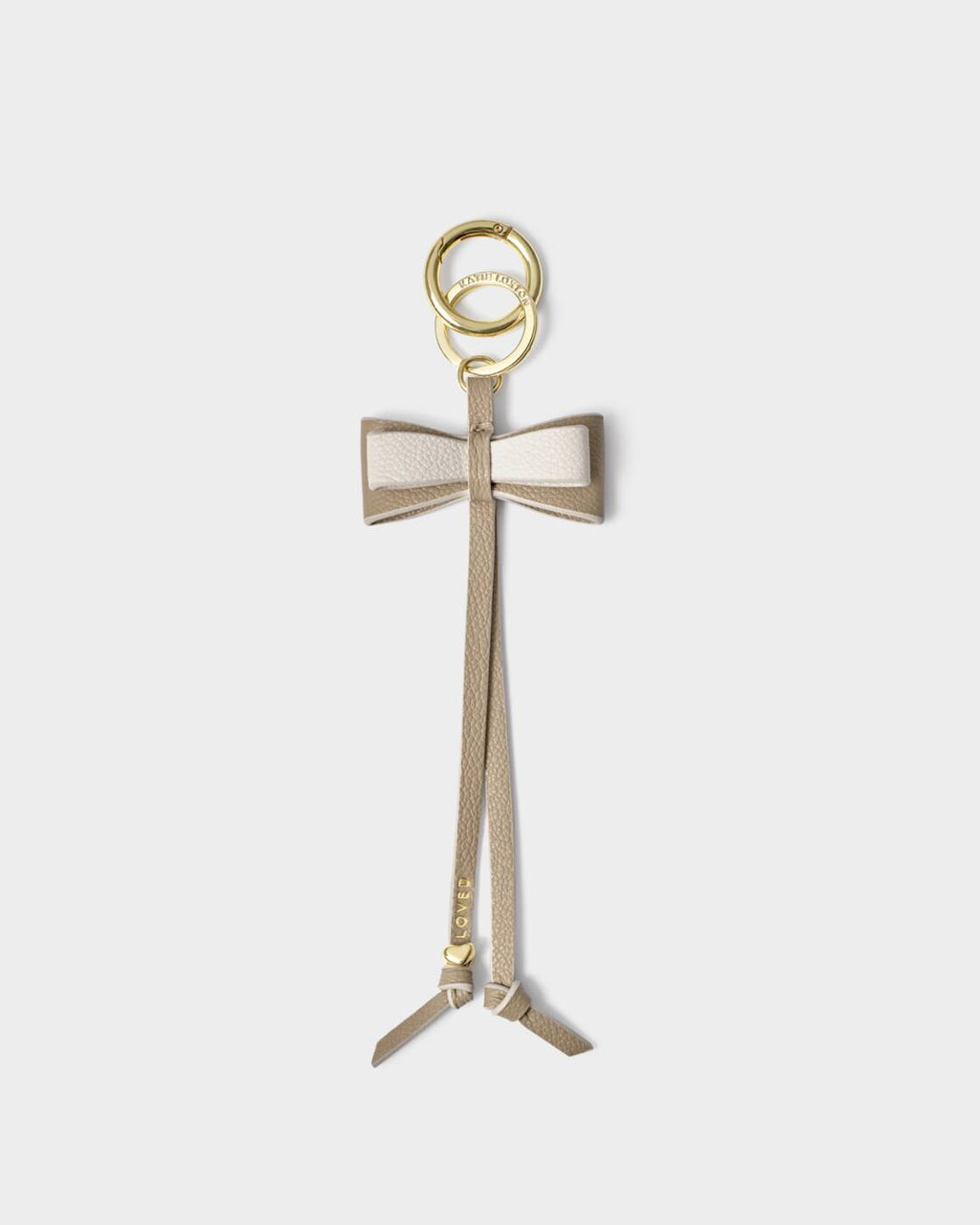 Katie Loxton Bow Charm Keyring Light Taupe Off White