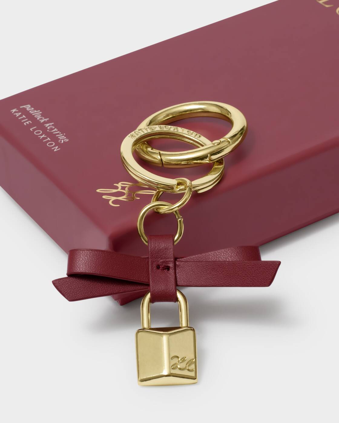 Katie Loxton Bow Padlock Boxed Keyring Cherry