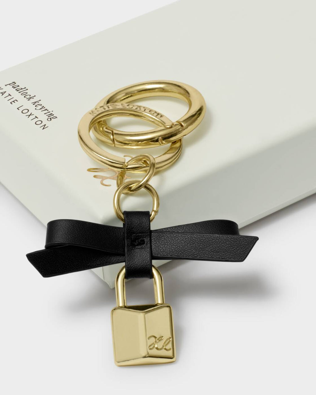 Katie Loxton Bow Padlock Boxed Keyring Black
