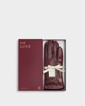Katie Loxton Boxed Faux Leather Gloves Cherry Woven