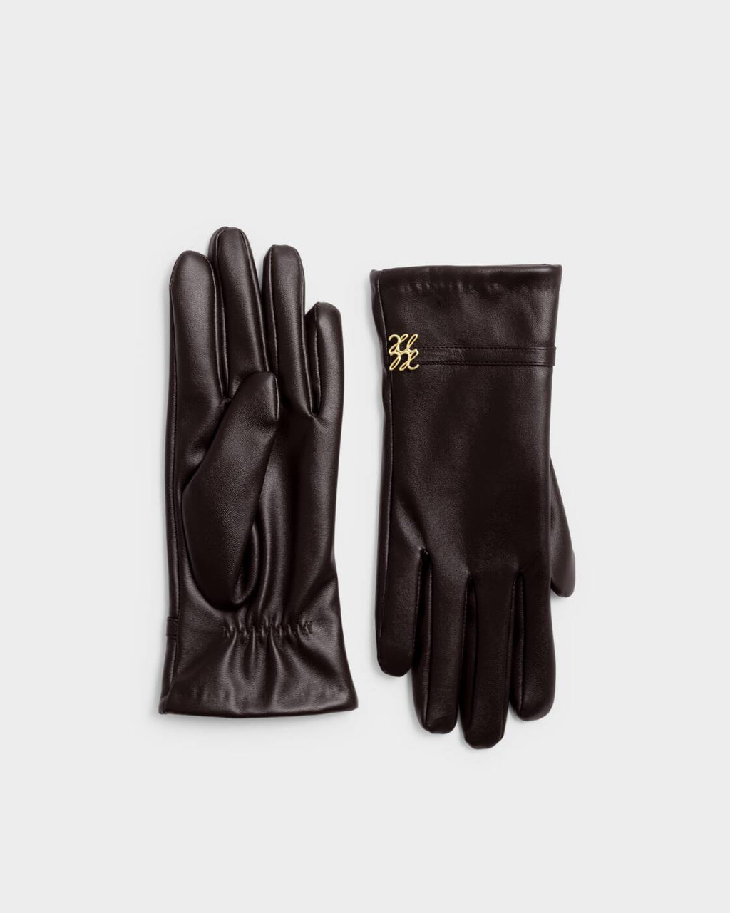 Katie Loxton Boxed Faux Leather Gloves Chocolate