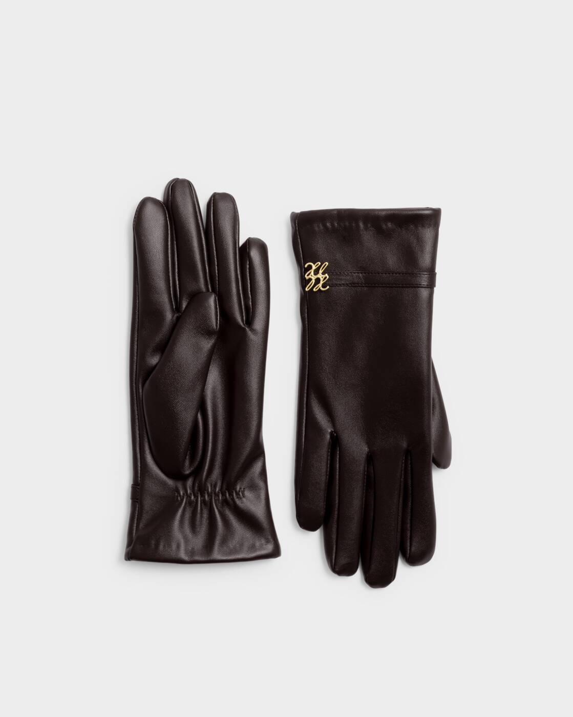 Katie Loxton Boxed Faux Leather Gloves Chocolate