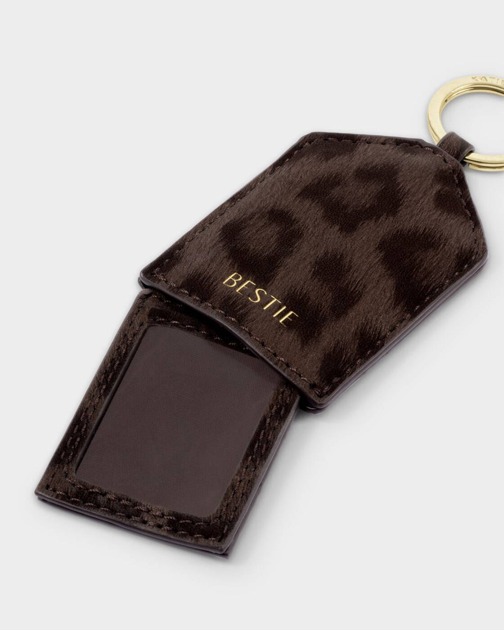 Katie Loxton Boxed Photo Keyring Chocolate Leopard Bestie