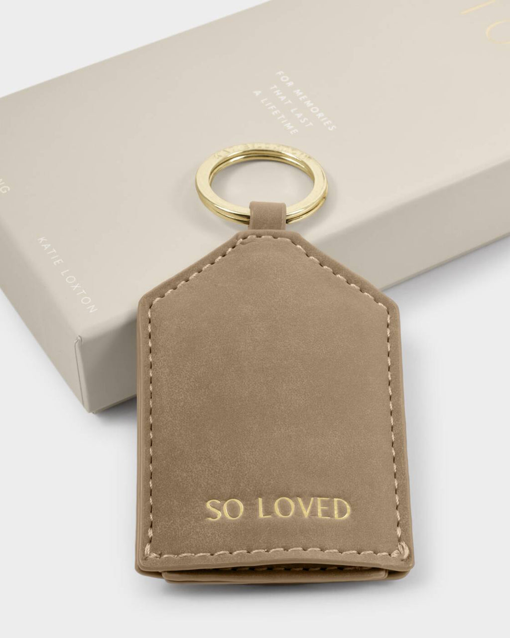 Katie Loxton Boxed Photo Keyring Taupe So Loved