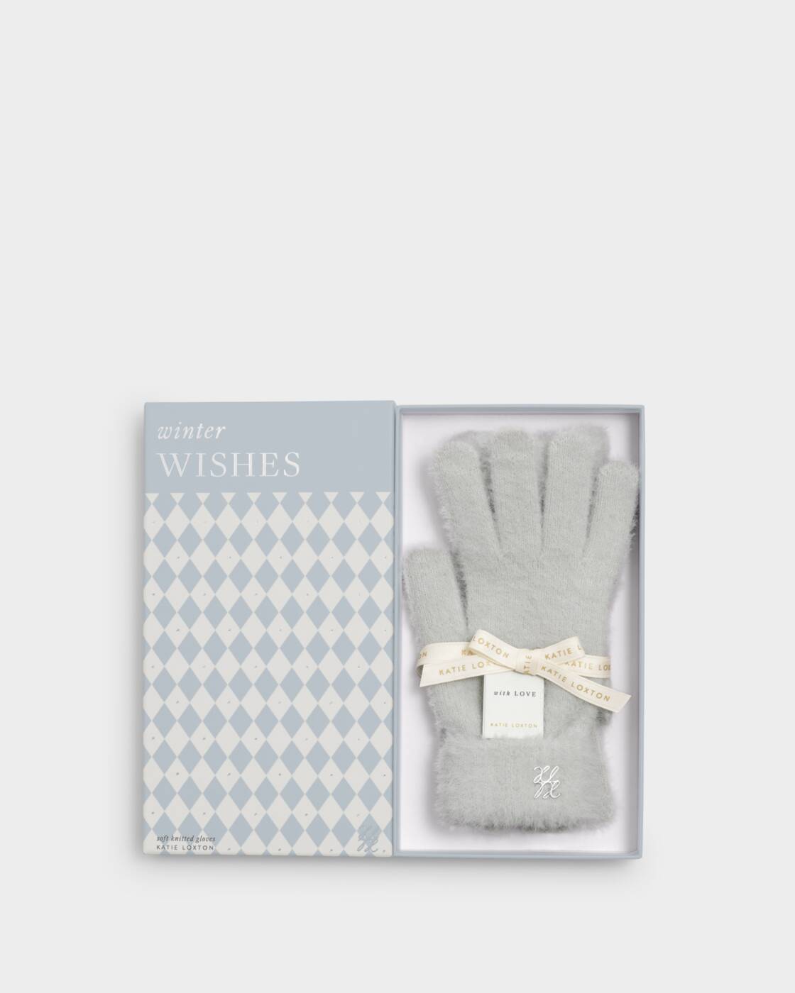 Katie Loxton Boxed Soft Knit Gloves Pale Grey